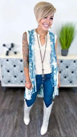 Origami Denim Star Stood Alone Vest OUTERWEAR