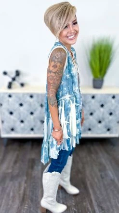 Origami Denim Star Stood Alone Vest OUTERWEAR