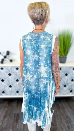 Origami Denim Star Stood Alone Vest OUTERWEAR