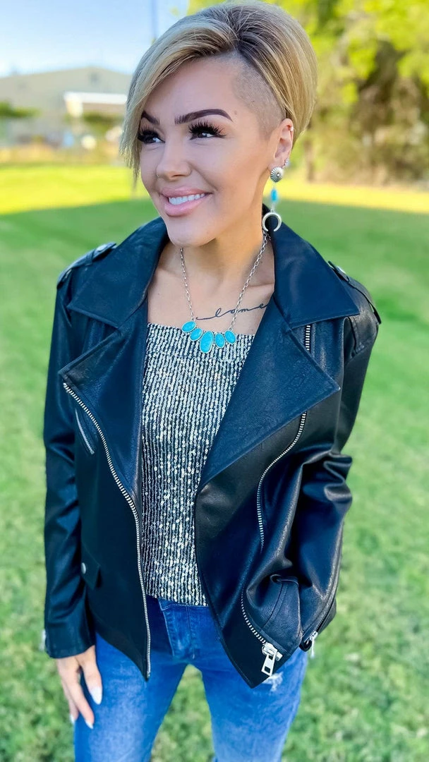 White Birch Dignified Demeanor Moto Jacket OUTERWEAR