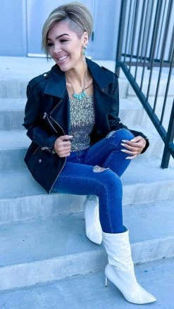 White Birch Dignified Demeanor Moto Jacket OUTERWEAR