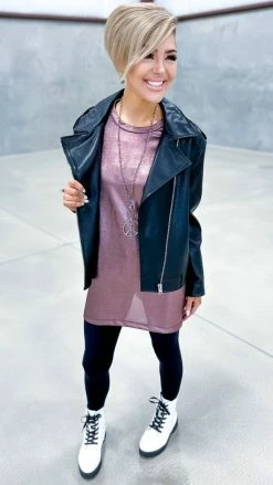 White Birch Dignified Demeanor Moto Jacket OUTERWEAR