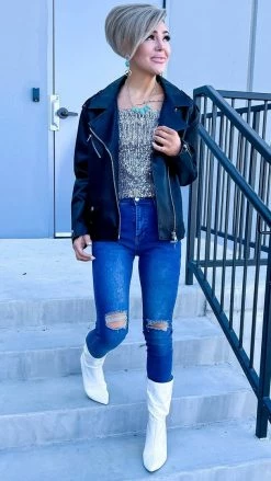 White Birch Dignified Demeanor Moto Jacket OUTERWEAR