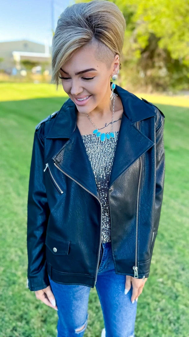 White Birch Dignified Demeanor Moto Jacket OUTERWEAR