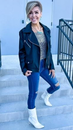 White Birch Dignified Demeanor Moto Jacket OUTERWEAR