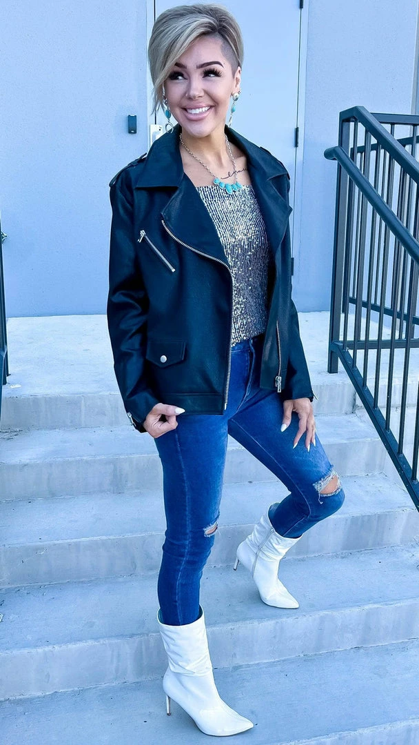 White Birch Dignified Demeanor Moto Jacket OUTERWEAR