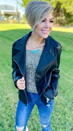 White Birch Dignified Demeanor Moto Jacket OUTERWEAR