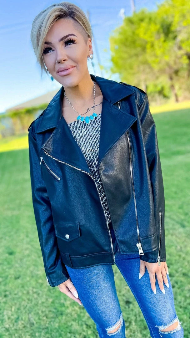 White Birch Dignified Demeanor Moto Jacket OUTERWEAR