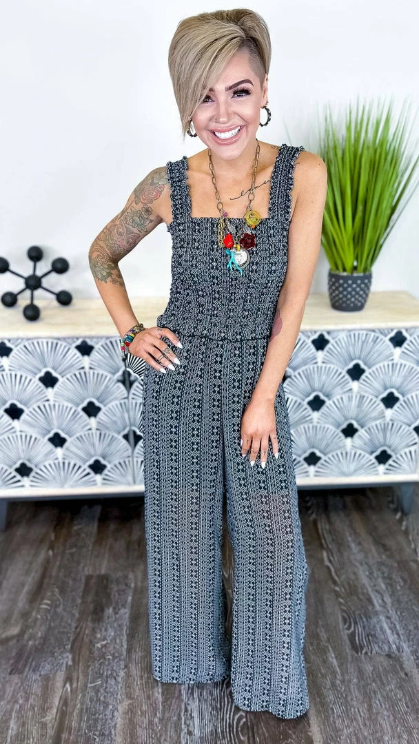 The ZigZag Stripe Dinner Date Jumpsuit JUMPSUITS & ROMPERS