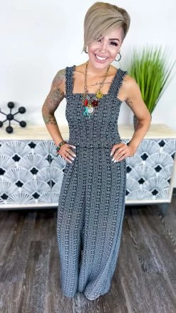 The ZigZag Stripe Dinner Date Jumpsuit JUMPSUITS & ROMPERS