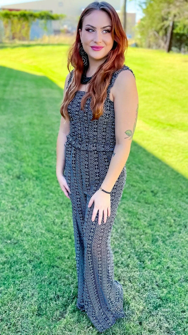The ZigZag Stripe Dinner Date Jumpsuit JUMPSUITS & ROMPERS