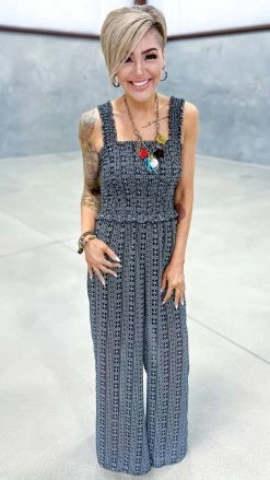 The ZigZag Stripe Dinner Date Jumpsuit JUMPSUITS & ROMPERS