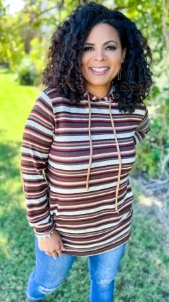 The ZigZag Stripe TOPS & TUNICS Fall Hike Hoodie