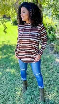 The ZigZag Stripe TOPS & TUNICS Fall Hike Hoodie