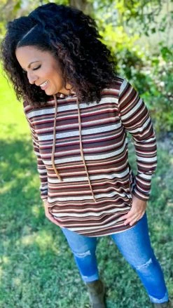 The ZigZag Stripe TOPS & TUNICS Fall Hike Hoodie