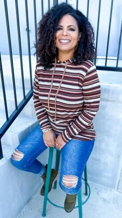 The ZigZag Stripe TOPS & TUNICS Fall Hike Hoodie