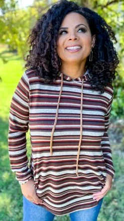 The ZigZag Stripe TOPS & TUNICS Fall Hike Hoodie