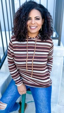 The ZigZag Stripe TOPS & TUNICS Fall Hike Hoodie