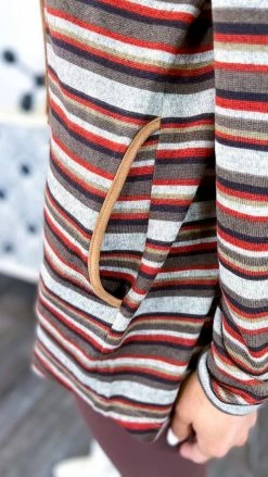 The ZigZag Stripe TOPS & TUNICS Fall Hike Hoodie