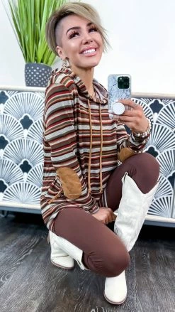 The ZigZag Stripe TOPS & TUNICS Fall Hike Hoodie