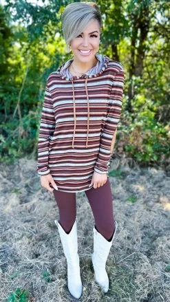 The ZigZag Stripe TOPS & TUNICS Fall Hike Hoodie