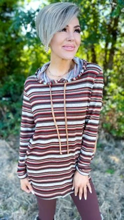 The ZigZag Stripe TOPS & TUNICS Fall Hike Hoodie