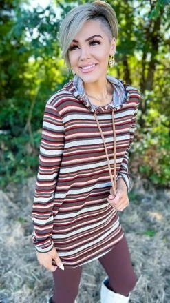 The ZigZag Stripe TOPS & TUNICS Fall Hike Hoodie
