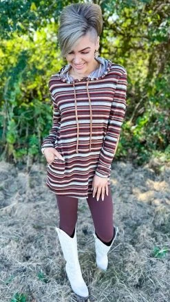 The ZigZag Stripe TOPS & TUNICS Fall Hike Hoodie