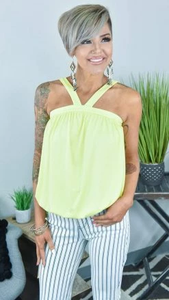 The ZigZag Stripe FINAL SALE // Yellow Outstanding Reasons Top TOPS & TUNICS