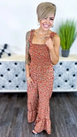 The ZigZag Stripe Floral Hearing Music Jumpsuit JUMPSUITS & ROMPERS