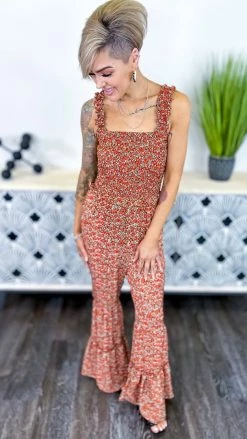 The ZigZag Stripe Floral Hearing Music Jumpsuit JUMPSUITS & ROMPERS