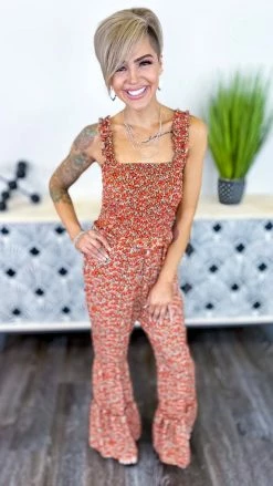 The ZigZag Stripe Floral Hearing Music Jumpsuit JUMPSUITS & ROMPERS