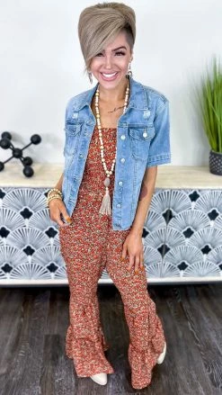 The ZigZag Stripe Floral Hearing Music Jumpsuit JUMPSUITS & ROMPERS