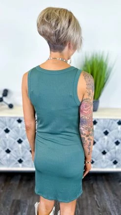 The ZigZag Stripe Forest Green Basically You Dress [NO RETURNS]