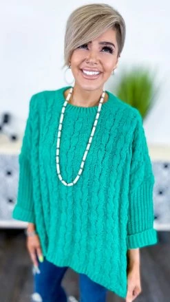 Umgee TOPS & TUNICS Green Above Basic Sweater