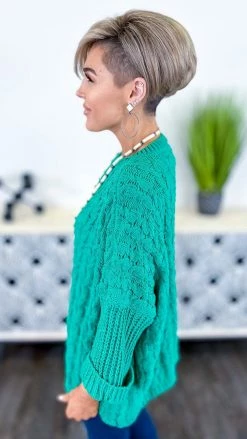 Umgee TOPS & TUNICS Green Above Basic Sweater