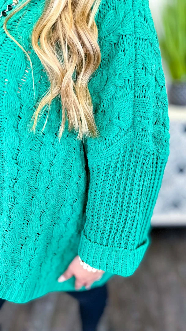 Umgee TOPS & TUNICS Green Above Basic Sweater