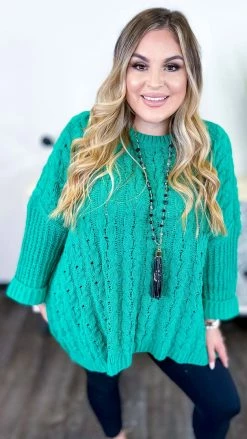 Umgee TOPS & TUNICS Green Above Basic Sweater