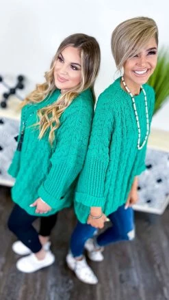 Umgee TOPS & TUNICS Green Above Basic Sweater