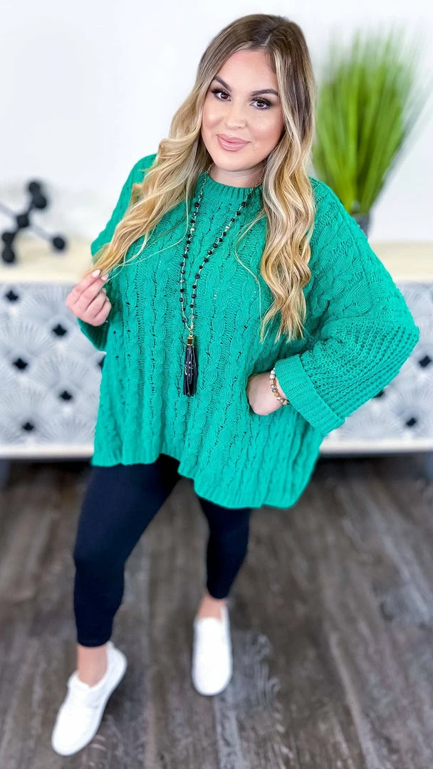 Umgee TOPS & TUNICS Green Above Basic Sweater