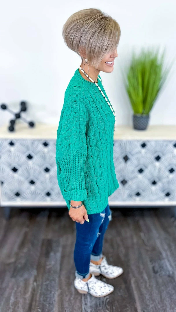 Umgee TOPS & TUNICS Green Above Basic Sweater