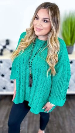 Umgee TOPS & TUNICS Green Above Basic Sweater