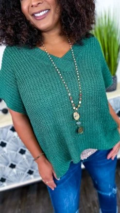 The ZigZag Stripe Green Call Me Confident Sweater TOPS & TUNICS