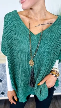 The ZigZag Stripe Green Call Me Confident Sweater TOPS & TUNICS