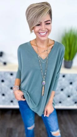 The ZigZag Stripe Green Crowded Streets Top Long Sleeve Tops