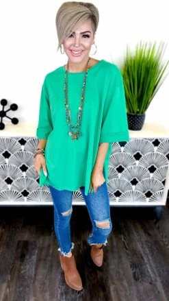 The ZigZag Stripe Green Giving Ideas Top TOPS & TUNICS