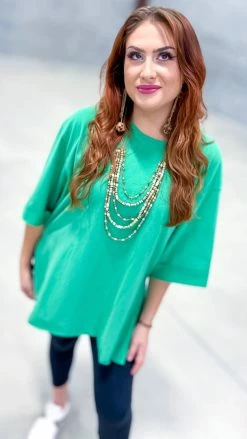 The ZigZag Stripe Green Giving Ideas Top TOPS & TUNICS