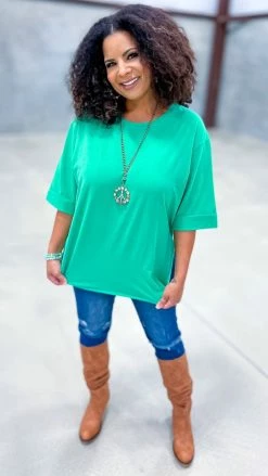 The ZigZag Stripe Green Giving Ideas Top TOPS & TUNICS