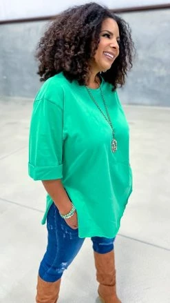 The ZigZag Stripe Green Giving Ideas Top TOPS & TUNICS