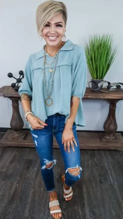 The ZigZag Stripe Green Noteworthy Style Top TOPS & TUNICS